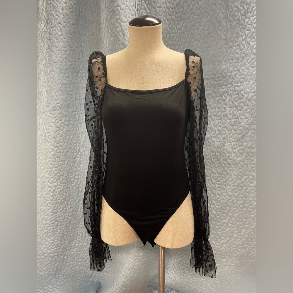 Gorgeous netted top bodysuit, long sleeve